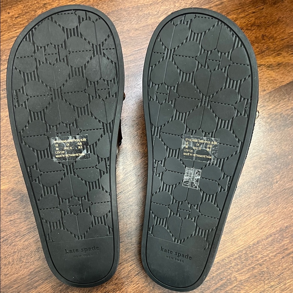 Kate Spade Black Daisy Pool Slide - Picture 3 of 4